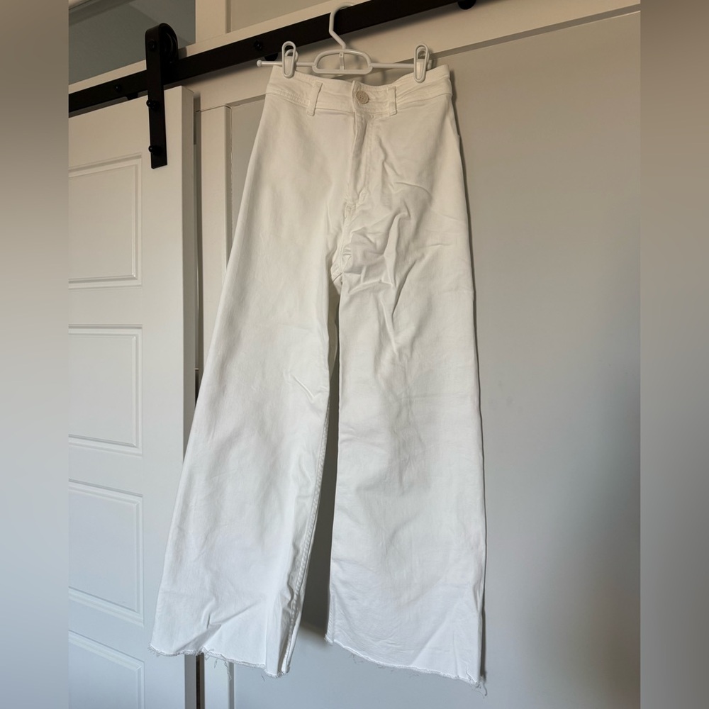 White Wide-Leg, High Rise Jeans